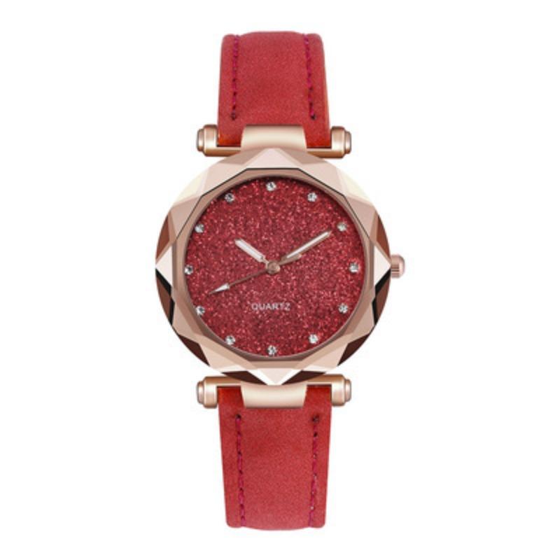 New Star Watch Women s, Women s Fashion Casual Watch, Rhinestone Frosted Belt Watch Thin красный