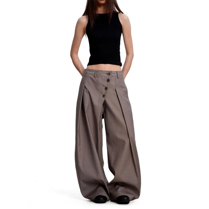 American Scimitar Trousers Men's and Women's Summer New Retro Breasted Design Drape Commuter Casual Pants