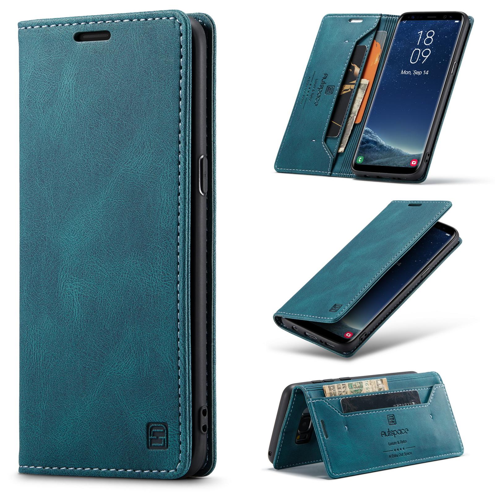 

For Samsung Galaxy S8 Wallet Case AUTSPACE A01 Leather Stand Cover with RFID Blocking Card Holder D