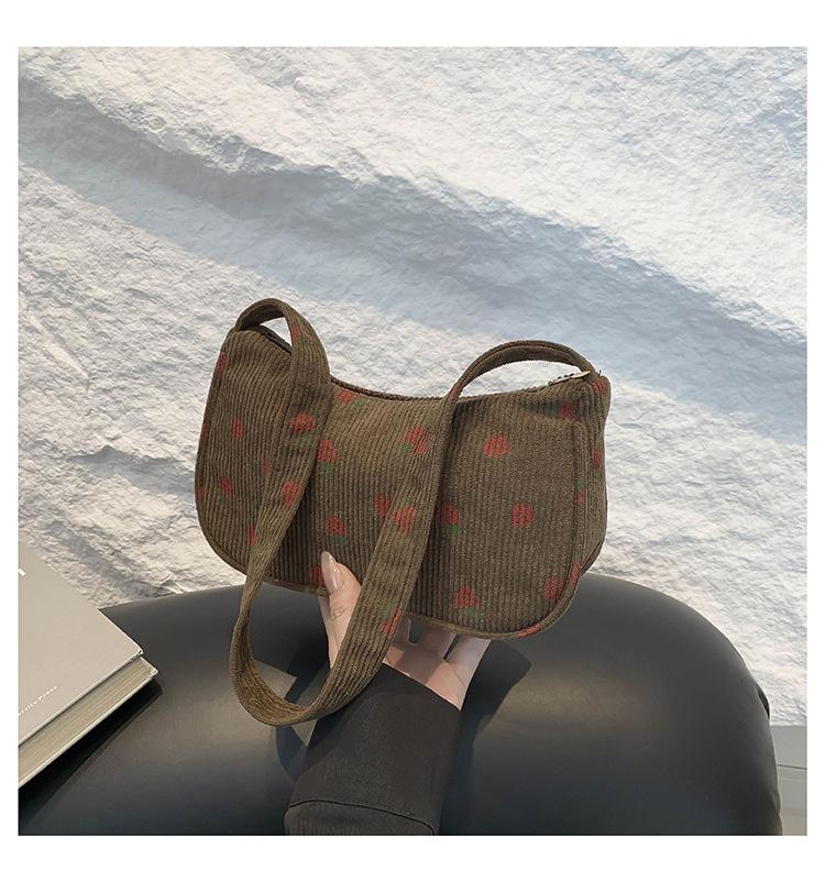 2024 Autumn Strawberry Print College Style Minimalist Tote Bag