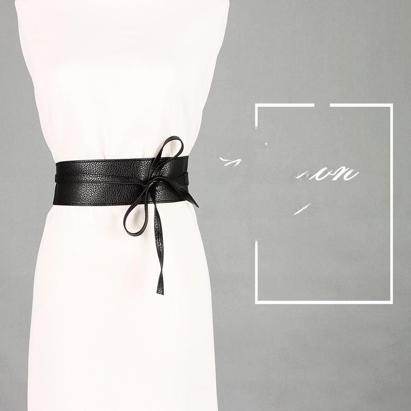 Ying Fina Women's High-Quality Korean PU Leather Paint Knotted Waist Belt