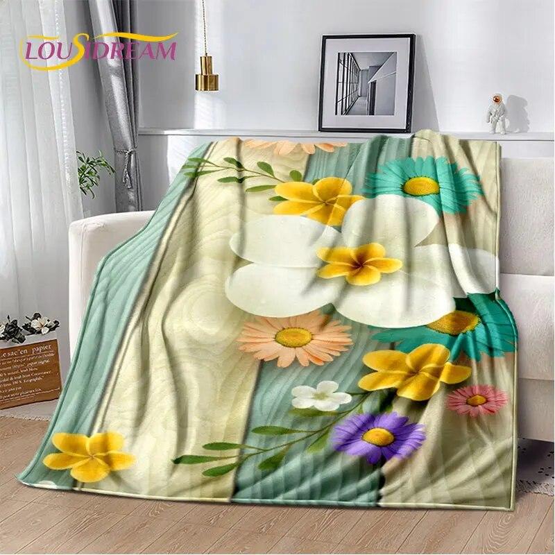 Nordic 3D Daisy Flower Soft Plush Blanket,Flannel Blanket Throw Blanket for Living Room Bedroom Bed Sofa Picnic Cover Bettdecke