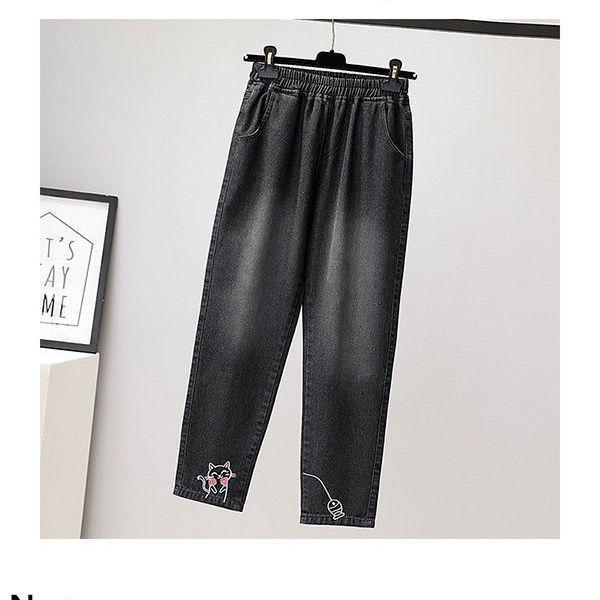 

Осенние женские джинсы гаремы с эластичной талией и зауженным кроем – корейская мода прямой крой 3XL (150-160 jin)