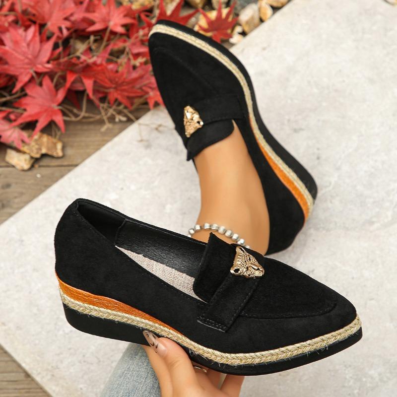 

Женские туфли-эспадрильи на танкетке большого размера, однотонные, пеньковая подошва, легкие и удобные, с мелким вырезом 36 чёрный