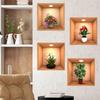 4Pcs 3D Plant Wall Stickers Floral Pattern Green Plants PVC Wall Sticker for Home Art Room Bedroom Background Decoration