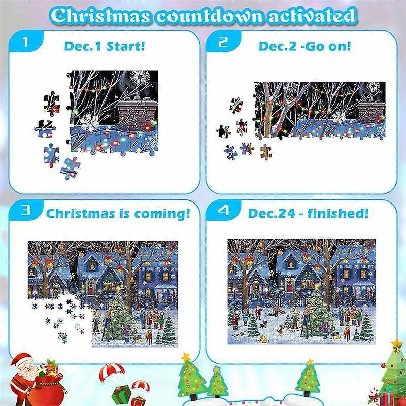 Christmas Advent Calendar Jigsaw Puzzles Xmas Countdown Gift 24 Parts 1008 Pieces Jigsaw Puzzles Gift For Kids And Adults