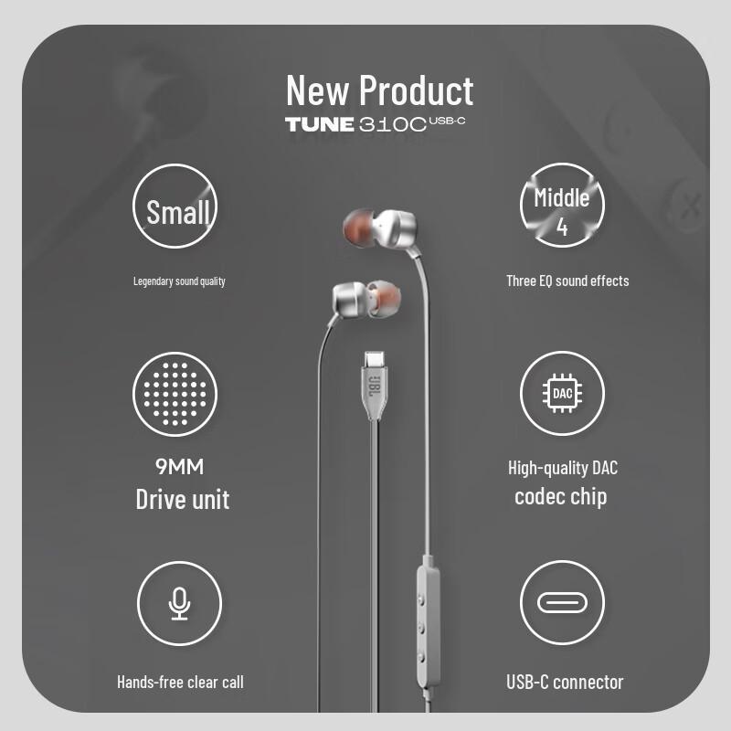 JBL TUNE310C Wired In-Ear USB-C Earphones