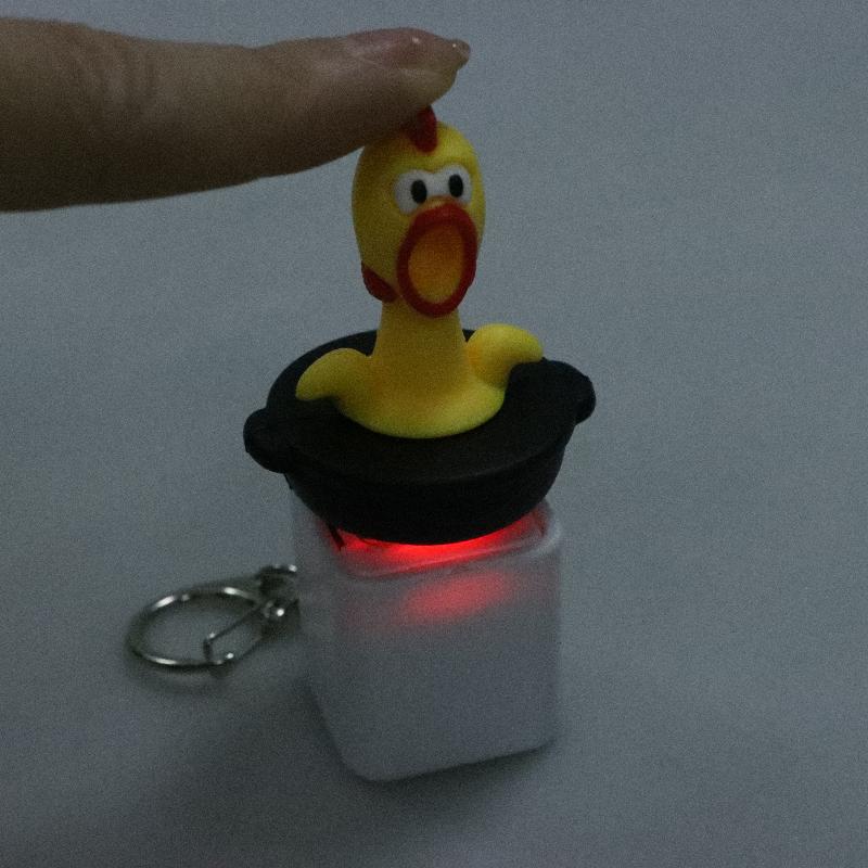 1Pcs Stress Relief Plastic Toys Creative Cartoon Sharp Crying Chicken Voice Button High Aesthetic Edc Keychain For Children Gift
