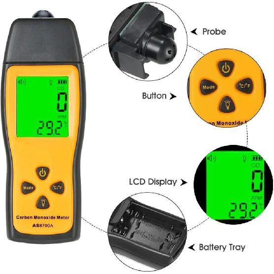 Handheld Carbon Monoxide Meter, Carbon Monoxide Detector, High Precision CO Detector, Portable CO Gas Leak Detector, CO Gas Monitor Tester