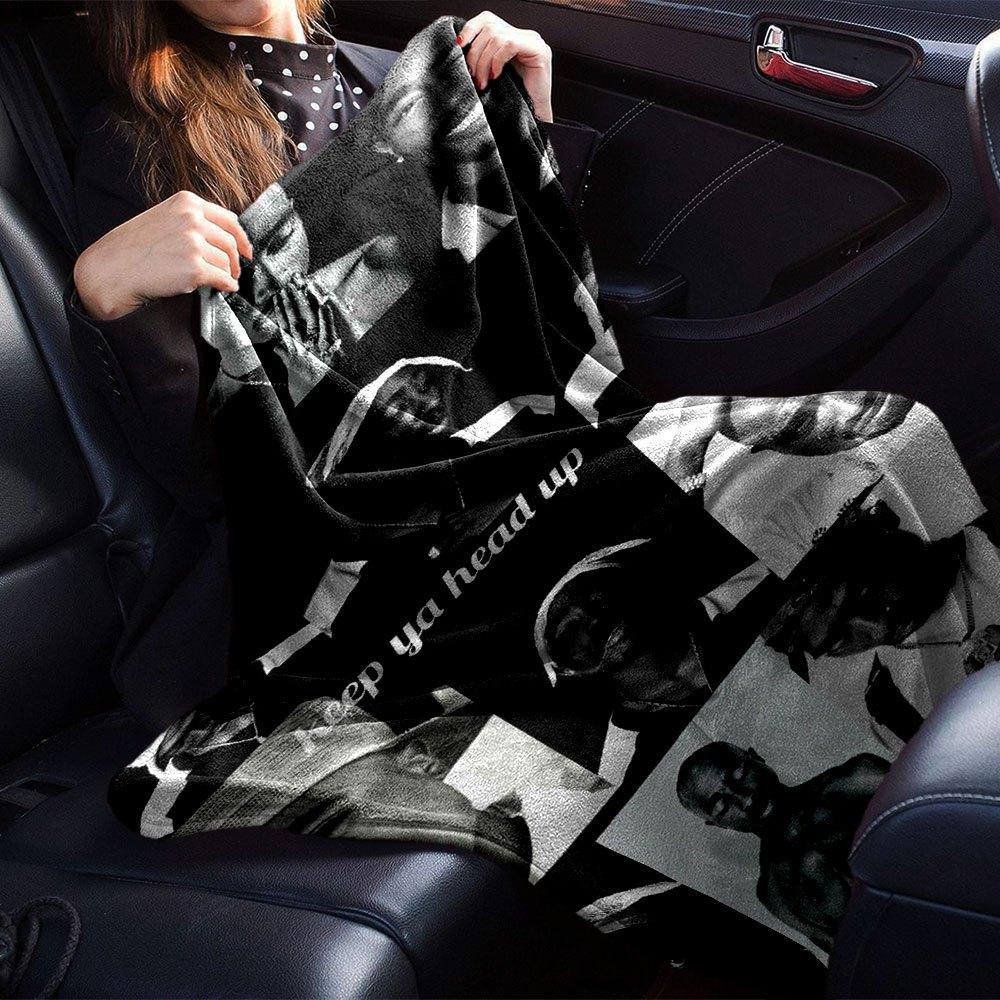 1pc 2PacHip Hop Blanket Soft Lightweight All Season Multi Purpose Throw for Sofa, Bed, Office & Picnics, French Style with Iconic Album Art & Quotes