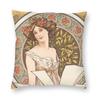 Champenois Calendar Alphonse Mucha Pillowcase Printed Fabric Cushion Cover Gift Art Throw Pillow Case Cover Home Square X