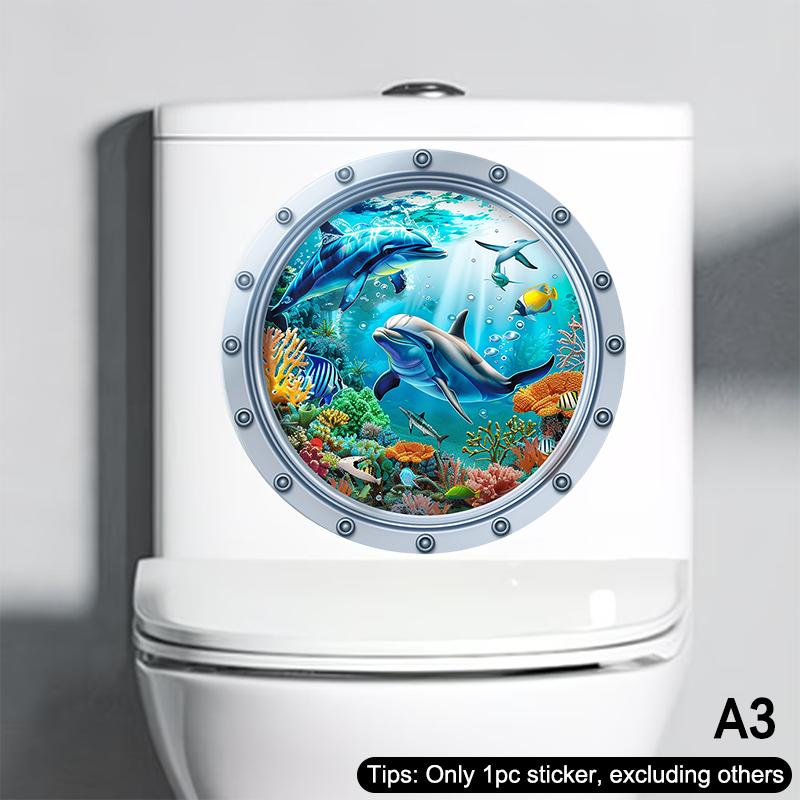 Adesivo WC Mondo Sottomarino Animali Marini Adesivo Murale Autoadesivo Rimovibile Impermeabile Decalcomanie Bagno Decorazioni per la Casa
