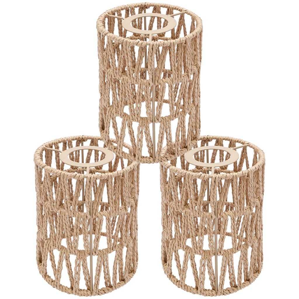 3Pcs Handwoven Lamp Shade Vintage Hanging Lampshade Small Decorative Pendant Light Shade for Living Room Bedroom Home Decoration
