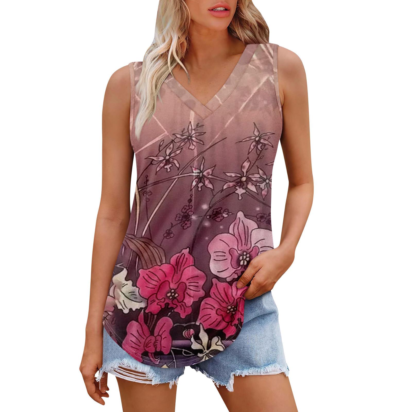 

Женская майка с V-образным вырезом и принтом, повседневная майка, свободный крой, топы без рукавов, струящиеся XXXL