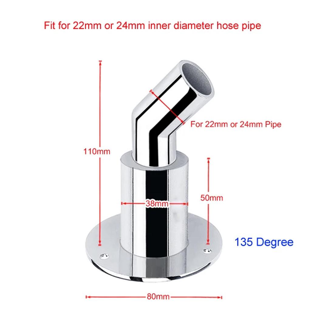 316 Stainless Steel Thru Hull Exhaust Skin 24mm Tube Pipe Socket Hardware for heaters Exhaust Pipe