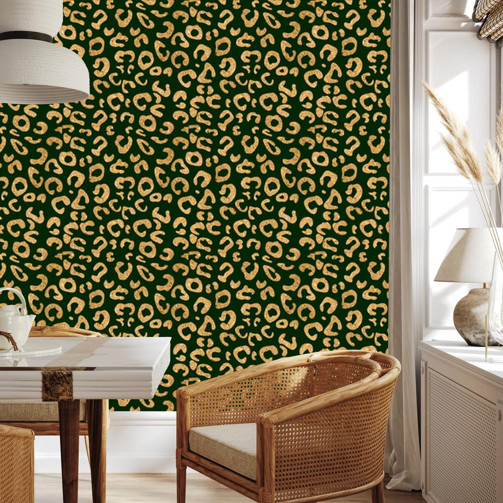 Bottle Green Leather Wallpaper, 50x1000