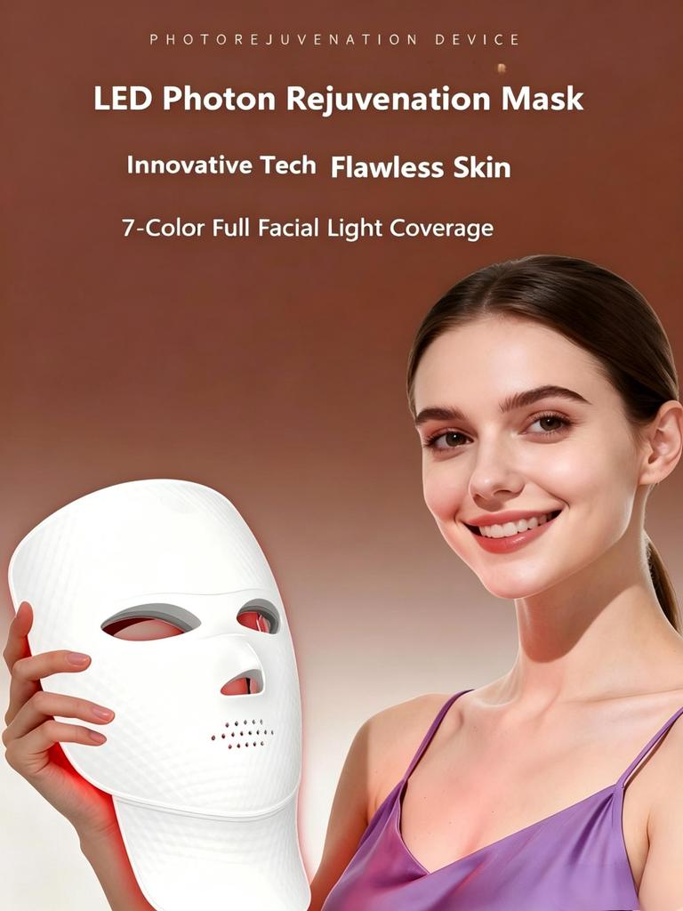 Rote Lichttherapie-Maske für Gesicht und Hals LED-Lichttherapie-Maske Kabellos USB C Wiederaufladbar LED-Infrarot-Maske für Zuhause Reisen Yoga-Nutzung