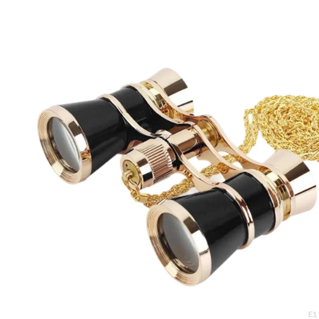 3x25 Opera Glasses Theater Binoculars with Foldable Handle & Chain for Travel Musical