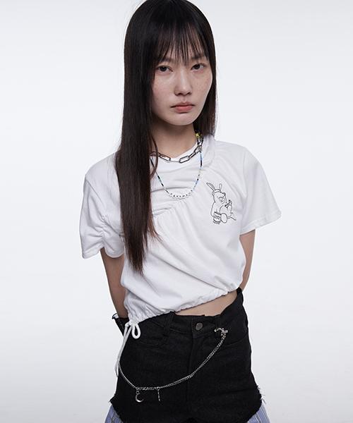 Fake Mama [Fake Mama X Alchemist] Small Bear Print Oversized Top_White Free