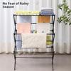 Thicken Foldable Clothes Drying Rack 3-Layer Steel Frame Cooling Clothes Rack Collapsible Anti-Rust Clothes Airer Towel