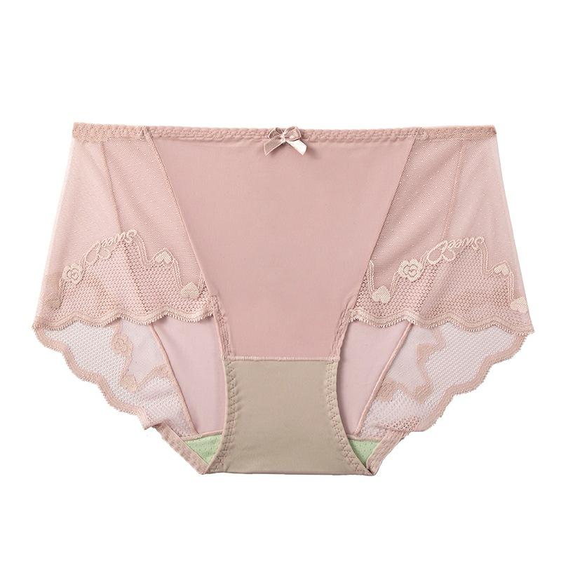 

Сексуальное кружевное кружевное женское нижнее белье из ледяного шелка, ультратонкое нижнее белье, дышащее, быстросохнущее нижнее белье, антибактериальные треугольные брюки XL розовый
