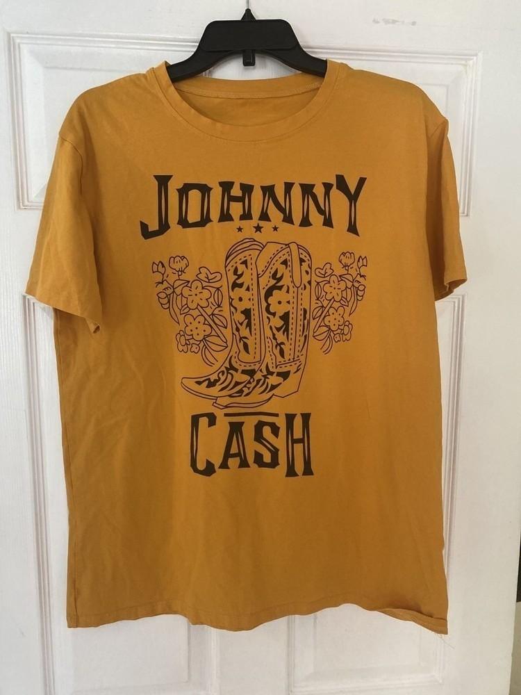 

Johnny Cash Cowboy Boots – Gold Tee – Vintage Retro Style Unisex Shirt Unisex T-Shirt L