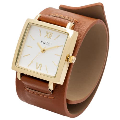 Fieldwork Women's Analog Watch with Leather Strap and Bangle, Krunto Brown, ST294-3