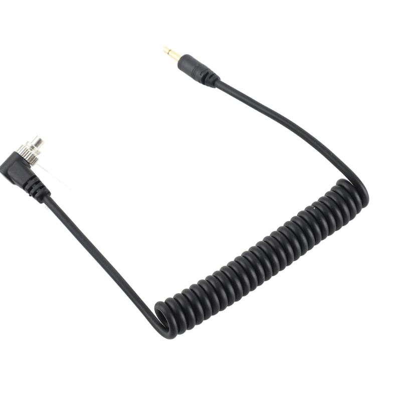Compactly PC To 2.5mm Flash Syncing Cable with Screw Lock Extended Coiled Wire Design Premium PVC Construction 100cm