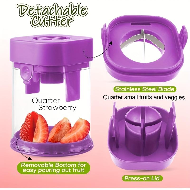 Small Fruit Cutter, Stainless Steel Cutter for Strawberry, Grape, Cherry Tomato, Detachable Bite Size Food Cutter