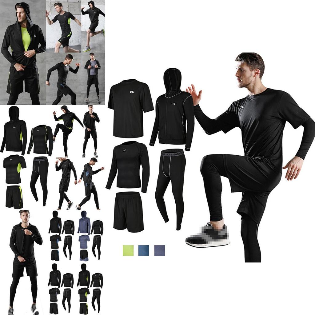 Premium 5pcs Men's Gym Jogging Set With Breathable Quick-dry Fabric And Hoodie