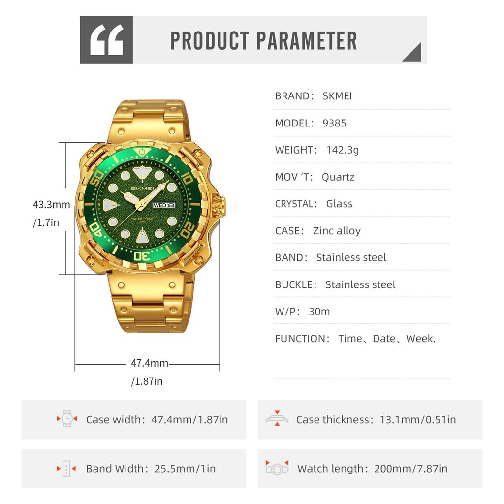 Fashion Man Watch Simple Stainless Steel Band Clock Luminous Waterproof Auto Calendar Quartz Watches for Men