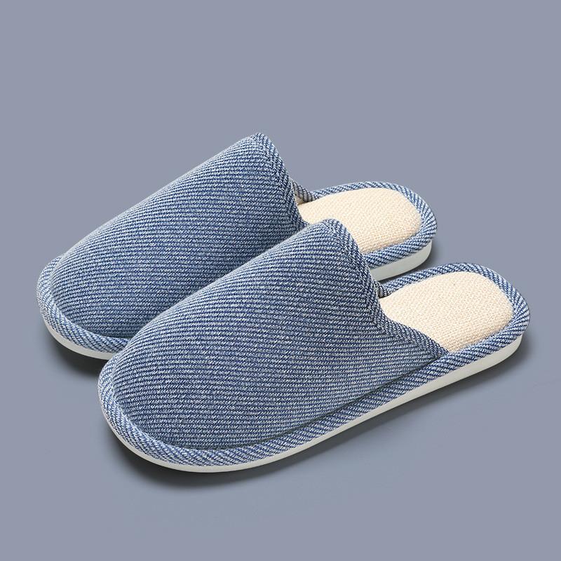 Женские и мужские льняные тапочки для дома Мягкие дышащие шлепанцы для пар Шлепанцы — фото 7