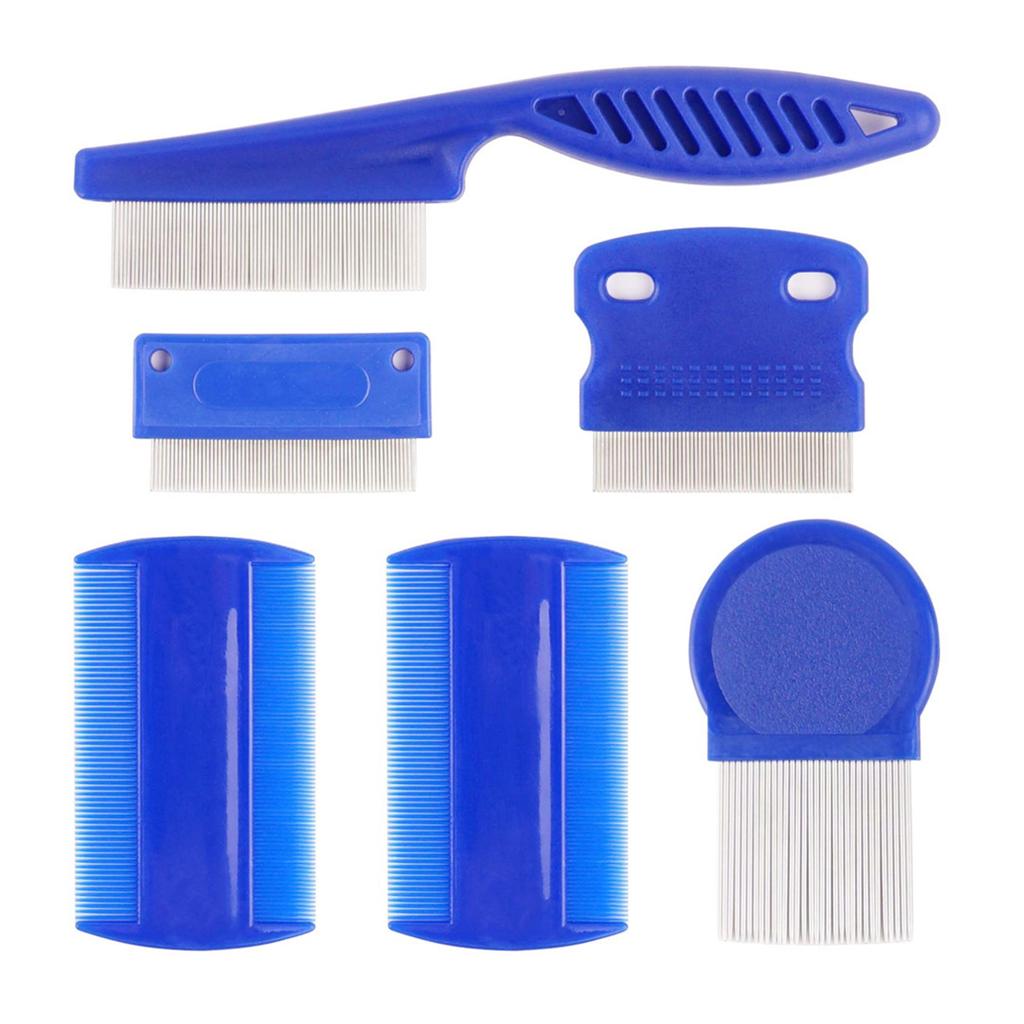 6 Pcs/set Pet Flea Comb Stainless Steel Head Lice Comb Fine Tooth Dogs Cats Grooming Combs Dematting Tool Pet Tear Stain Remove