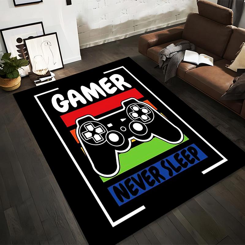 

Gamer Theme Carpet with Game Controller Design and Text Print Suitable for use as an anti-slip for living room bedroom sofas 40x60cm( 15x23in )