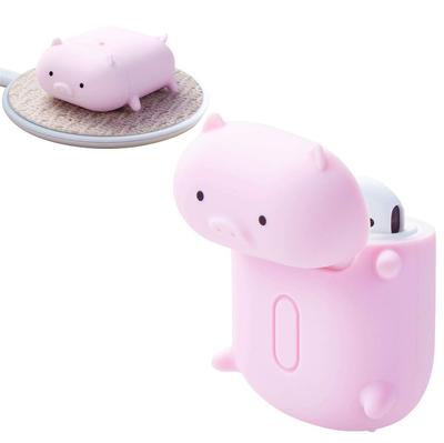 Elecom AirPods Case, Silicone Case, Wireless Charging Compatible, Animal Design, with Connector Cap, Pig Design (Ava-APSCANPIG)