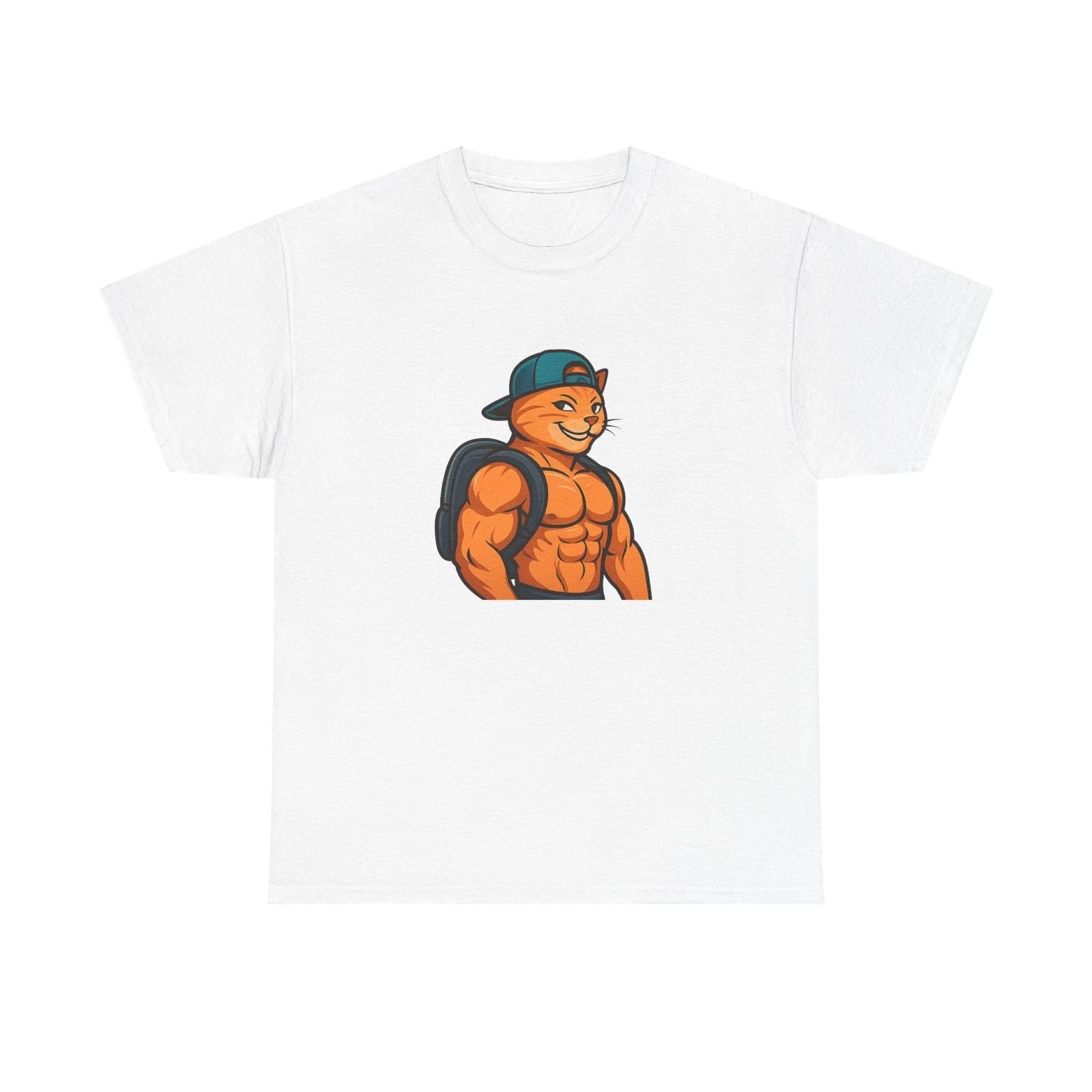 Unisex Adult T Shirt Buff Cat Cool Confidence Bodybuilding Pet Lover Funny Tee S