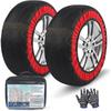 Meias de Neve Automotivas para Pneu Vermelho XXXL Correntes de Neve Têxteis Correntes de Tecido para Carro, 2 Pares de Luvas, Acessórios de Inverno SUV Caminhões