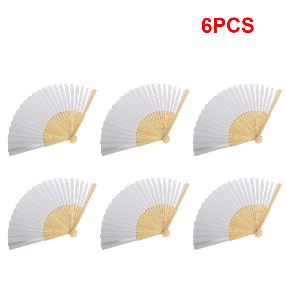 1-10 szt. Weselne wachlarze ręczne Biały papier Bambusowe wachlarze składane Niestandardowe ręcznie malowane DIY Dekoracja wachlarza ręcznego Prezenty malarskie dla dzieci