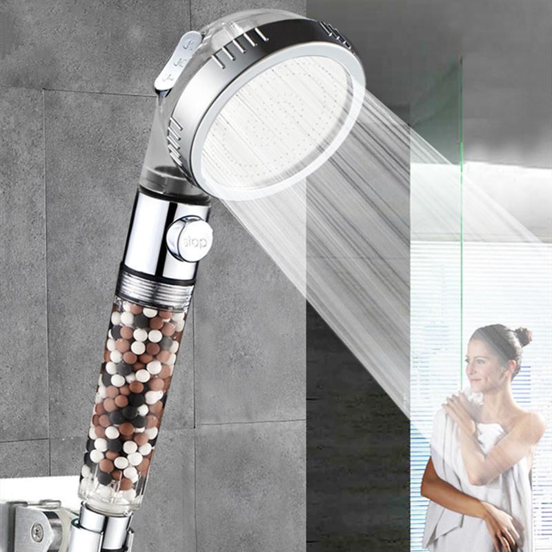 

Spa Head Shower 3 Mode Switch Button High Pressure Filter Balls Water Saving прозрачный