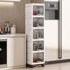 Flip-Up Seam Narrow Storage Cabinet for Kitchen, Bathroom, or Living Room