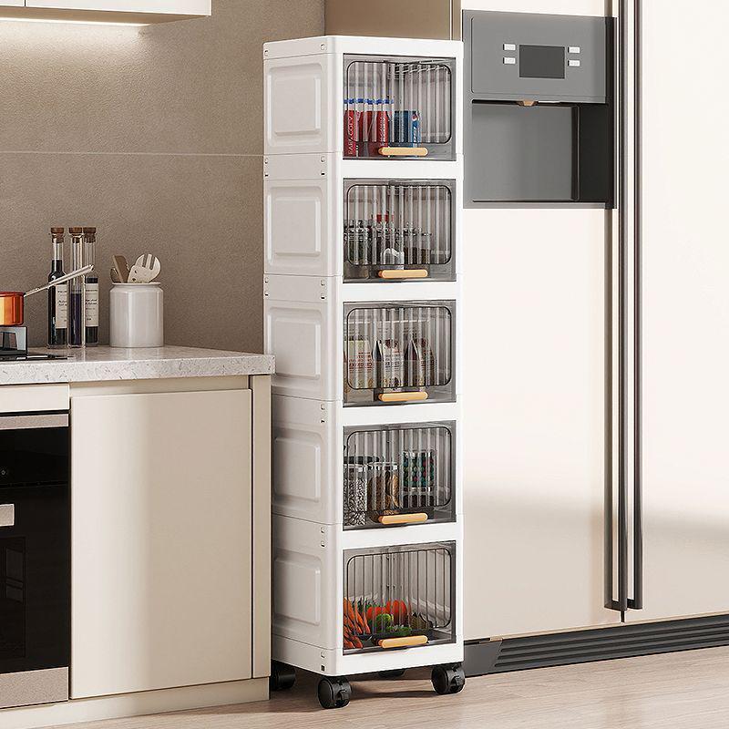 Flip-Up Seam Narrow Storage Cabinet for Kitchen, Bathroom, or Living Room