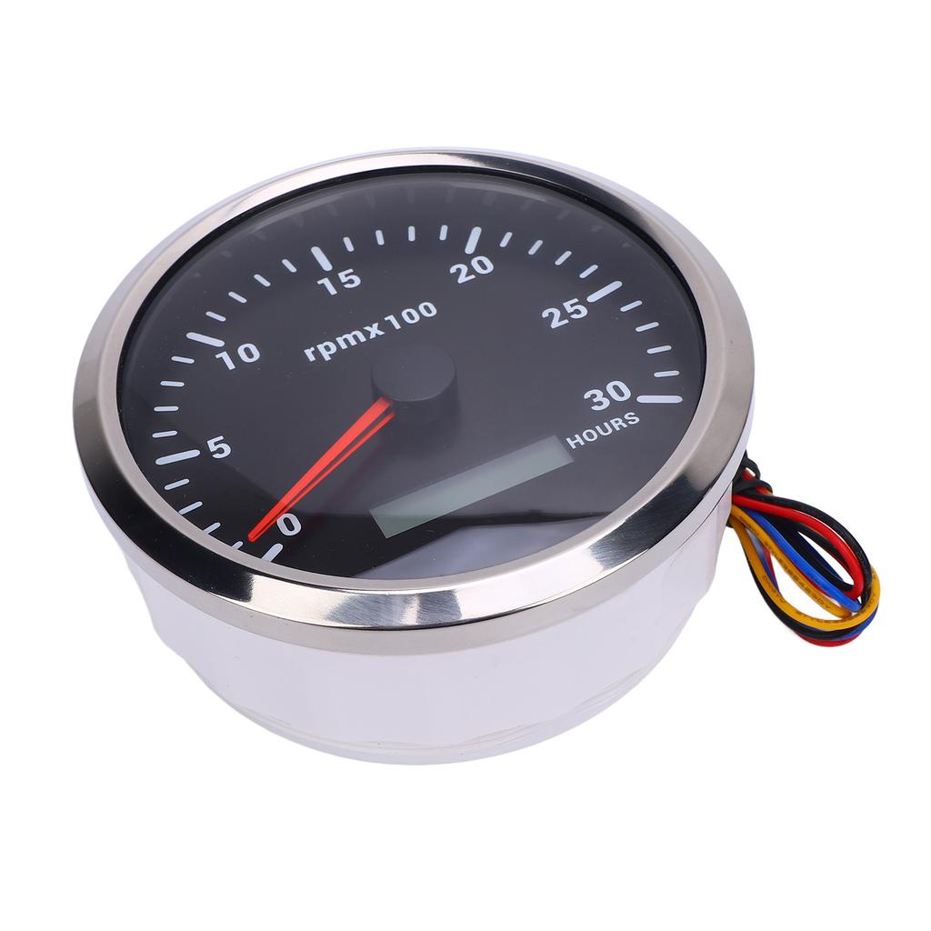 110mm 4 3 8in Tachometer 7 Color Backlight DC 9 32V 3000RPM Gauge with Hour Meter for Car Yacht RV Boat Truck Black