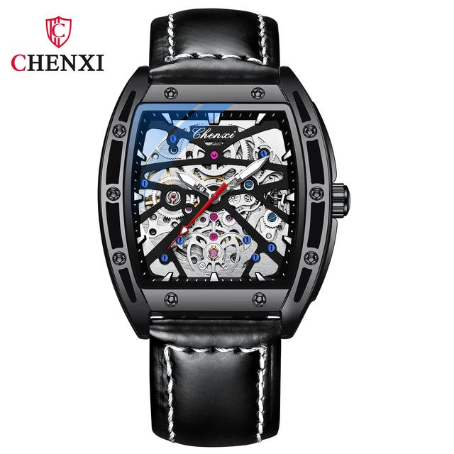 CHENXI Watches Mechanical Automatic Skeleton Stainless Steel Watches for Men 3ATM Waterproof Bracelet Trbillon Clock Custom logo