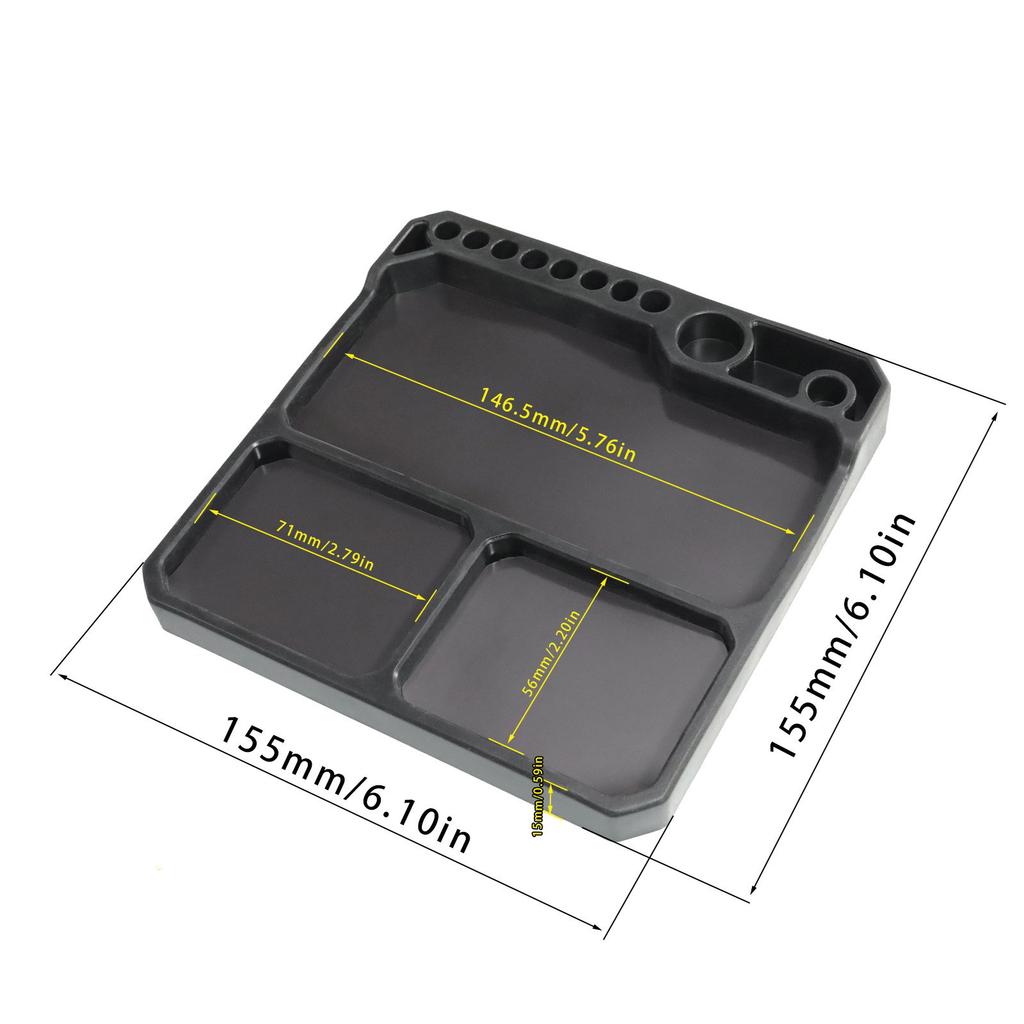 Soft Plastic Repair Storage Tray with 10 Dedicated Slots Compartments and Magnetic Surfaces for Model Assembly