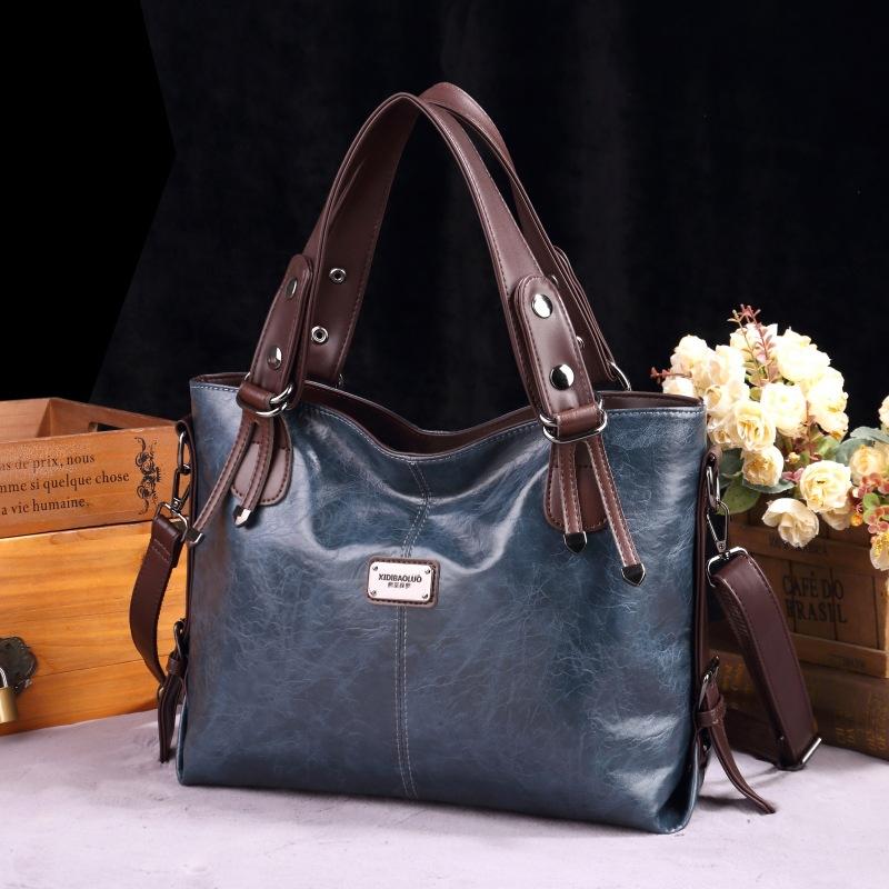 Autumn and Winter New Retro Fashion Women's Large Tote Bag Casual Large Capacity Soft Faux Leather Ladies Shoulder Bag Can Crossbody Female Handbags