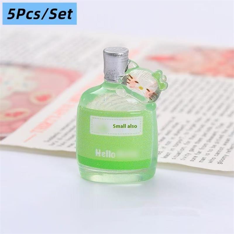 5 Pcs Dollhouse Miniatures Hello Kitty Drink Bottle Models Kt Micro Landscape Ornaments Decor Pretend Play Toys Diy Accessories
