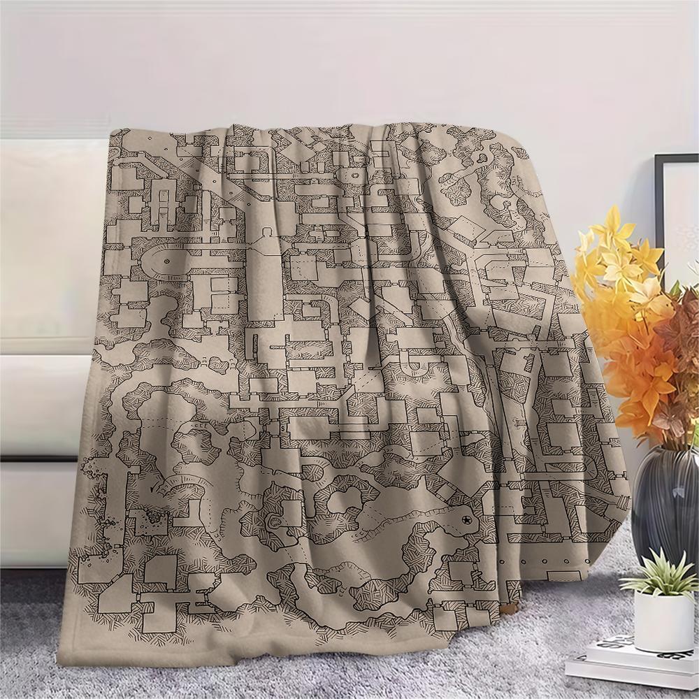 1PC D&D Dungeon and Dragons Print Flannel Blanket, High quality All Seasons, Home Decor, Warmth and Comfort, Perfect for Christmas Gifts
