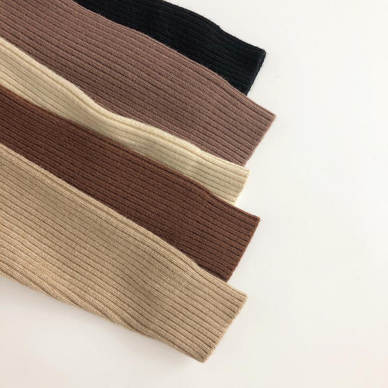 Unisex Earth Tones Ribbed Semi-High Neck Stretch Sweater for Kids – Slim Fit Korean Style Knit T-Shirt