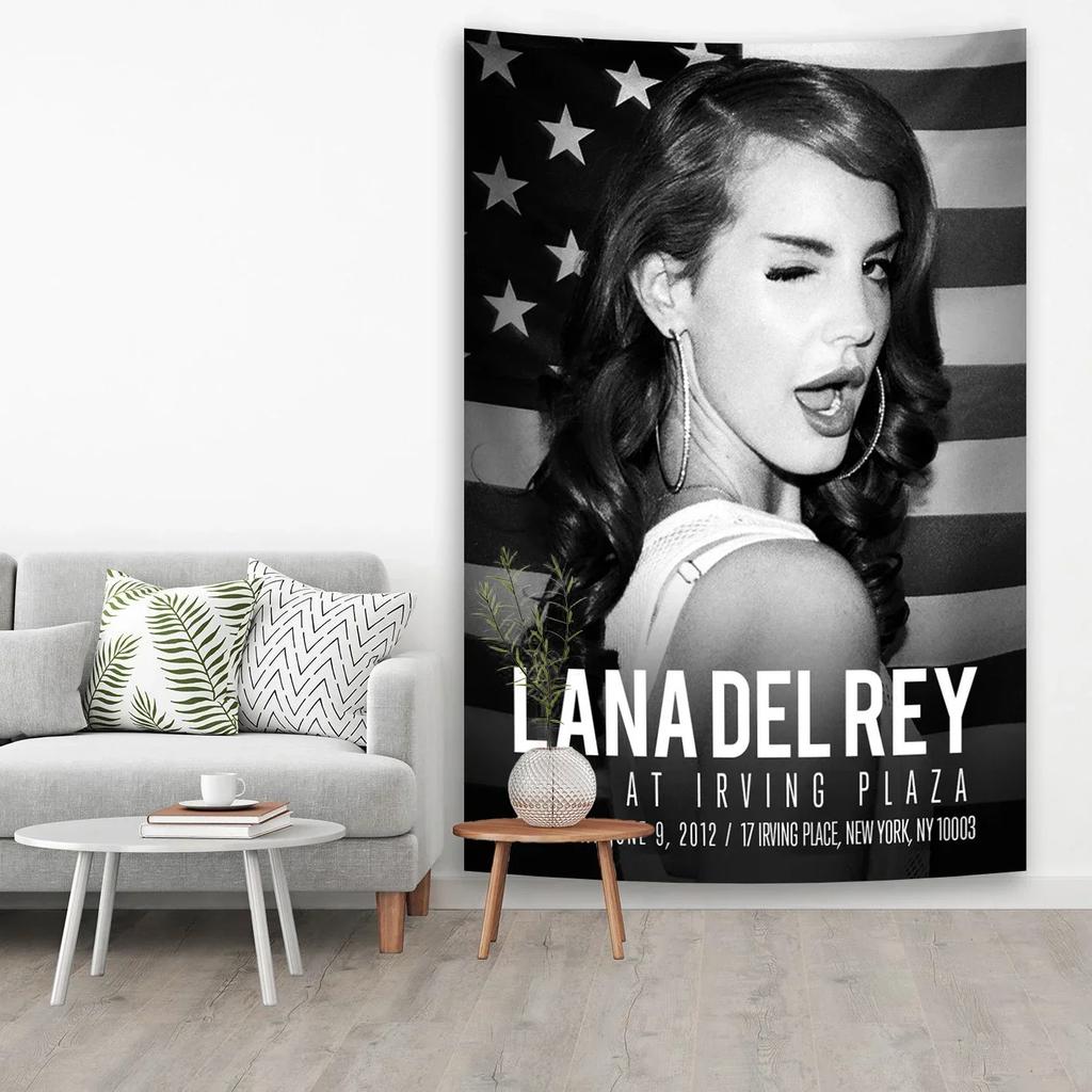 VIKAMA Banner Tappezzeria in Poliestere Lana Del Rey Decorazione Murale Pop Star Americana per Esterno Interno da Appendere per Casa Stanza del Dormitorio