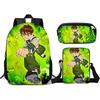 Teenage Hacker BEN10 Backpack, Elementary School Backpack, Three Piece Set, Children's Backpack, Shoulder Bag, Pencil Case